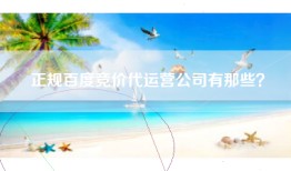 正规百度竞价代运营公司有那些？