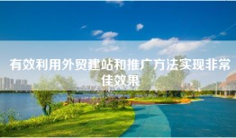 有效利用外贸建站和推广方法实现非常佳效果