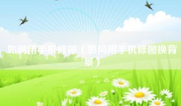 如何用手机修图（如何用手机修图换背景）