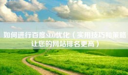 如何进行百度SEO优化（实用技巧和策略让您的网站排名更高）
