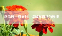 微信碰一碰支付，误解与真相的碰撞