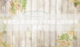 手机怎么自动拨号（手机怎么自动拨号出去了）