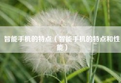 智能手机的特点（智能手机的特点和性能）