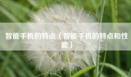 智能手机的特点（智能手机的特点和性能）