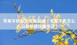 苹果手机怎么设置按键（苹果手机怎么设置按键挂断电话）