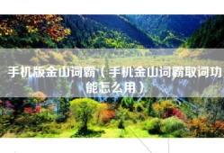 手机版金山词霸（手机金山词霸取词功能怎么用）