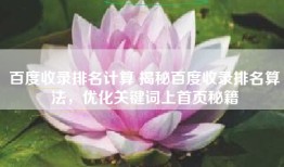 百度收录排名计算 揭秘百度收录排名算法，优化关键词上首页秘籍
