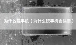为什么玩手机（为什么玩手机会头晕）
