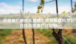 百度推广是什么意思？找发稿机构怎么合作百度推广比较好