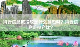 抖音信息流投放是什么意思呀？抖音信息流投产比？