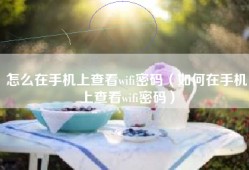 怎么在手机上查看wifi密码（如何在手机上查看wifi密码）