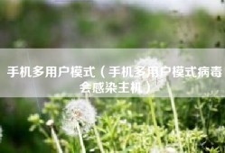 手机多用户模式（手机多用户模式病毒会感染主机）