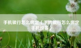 手机银行怎么绑定（手机银行怎么绑定手机设备）