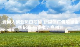 普通人创业风口项目 新媒体广告项目全国招商 小成本／高利润