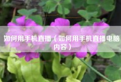 如何用手机直播（如何用手机直播电脑内容）