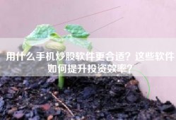 用什么手机炒股软件更合适？这些软件如何提升投资效率？