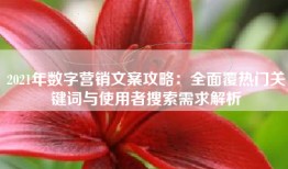 2021年数字营销文案攻略：全面覆热门关键词与使用者搜索需求解析