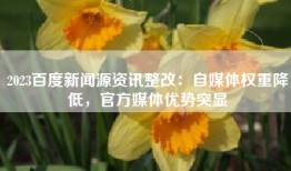 2023百度新闻源资讯整改：自媒体权重降低，官方媒体优势突显