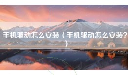手机驱动怎么安装（手机驱动怎么安装？）