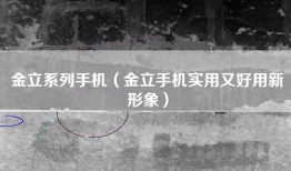 金立系列手机（金立手机实用又好用新形象）