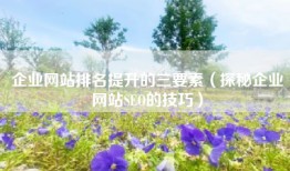 企业网站排名提升的三要素（探秘企业网站SEO的技巧）