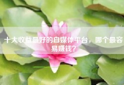 十大收益最好的自媒体平台，哪个最容易赚钱？