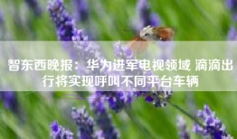 智东西晚报：华为进军电视领域 滴滴出行将实现呼叫不同平台车辆