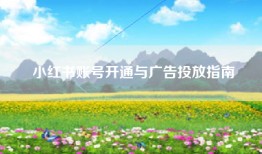 小红书账号开通与广告投放指南