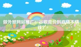 做外贸网站推广：谷歌竞价到底烧不烧钱？