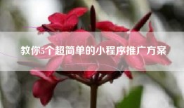 教你5个超简单的小程序推广方案