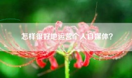 怎样很好地运营个人自媒体？