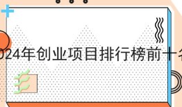 2024年创业项目排行榜前十名，保证看完你就懂！