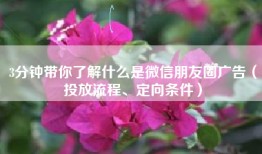 3分钟带你了解什么是微信朋友圈广告（投放流程、定向条件）