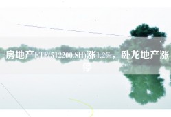 房地产ETF(512200.SH)涨1.2%，卧龙地产涨停
