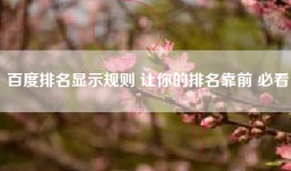 百度排名显示规则 让你的排名靠前 必看
