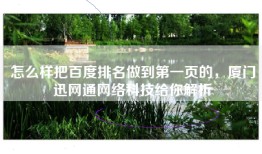 怎么样把百度排名做到第一页的，厦门迅网通网络科技给你解析