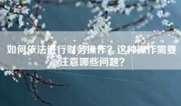 如何依法进行财务操作？这种操作需要注意哪些问题？