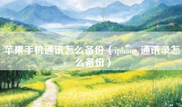 苹果手机通讯怎么备份（iphone 通讯录怎么备份）