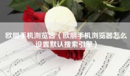 欧朋手机浏览器（欧朋手机浏览器怎么设置默认搜索引擎）