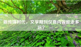 新传媒时代，文学期刊仅靠内容能走多远？
