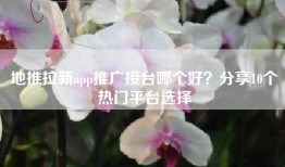 地推拉新app推广接台哪个好？分享10个热门平台选择