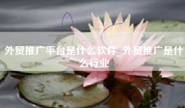 外贸推广平台是什么软件_外贸推广是什么行业