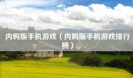 内购版手机游戏（内购版手机游戏排行榜）