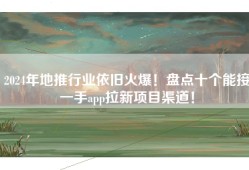 2024年地推行业依旧火爆！盘点十个能接一手app拉新项目渠道！