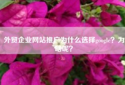 外贸企业网站推广为什么选择google？为啥呢？