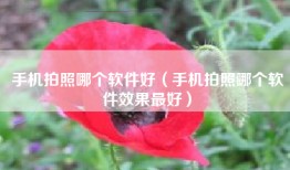手机拍照哪个软件好（手机拍照哪个软件效果最好）
