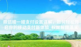 微信碰一碰支付设置详解，如何轻松开启你的移动支付新体验_权限解释落实