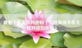 查看手机无线网密码（如何查询手机无线网络的密码）