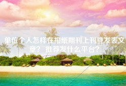 单位个人怎样在报纸期刊上刊登发表文章？ 推荐发什么平台？
