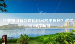 企业如何有效宣传自己的小程序？试试“小程序短链”